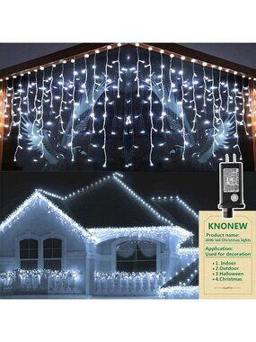 164FT 1600 LED White Christmas String Lights with Timer, 8 Modes, Waterproof